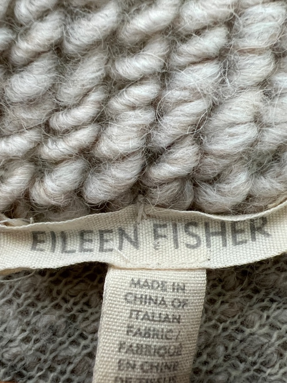 Eileen Fisher Wool Blend Chunky Knit Coatigan in Light Taupe Size M - Picture 3 of 17
